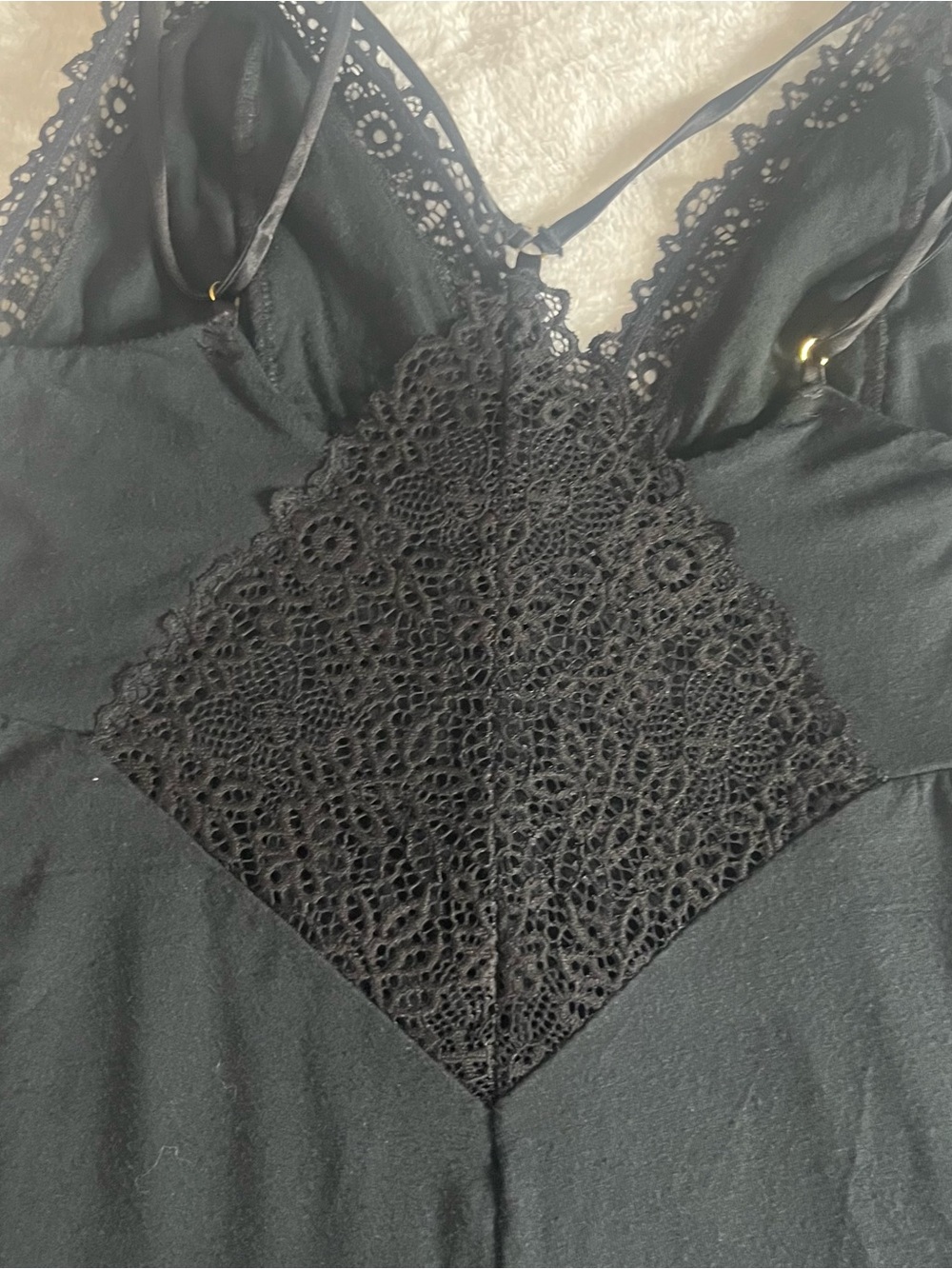 Victoria’s Secret Women’s Black V~Neck Lace Trim Sexy Sleep Jumpsuit Sz S - Picture 8 of 12